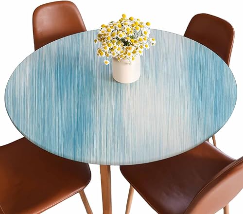 Miniatura 35 de Mantel redondo de mármol ónix con bordes elásticos, color marrón, lavable, reutilizable, para cocina, picnic, fiesta, 40-44 pulgadas Ónix