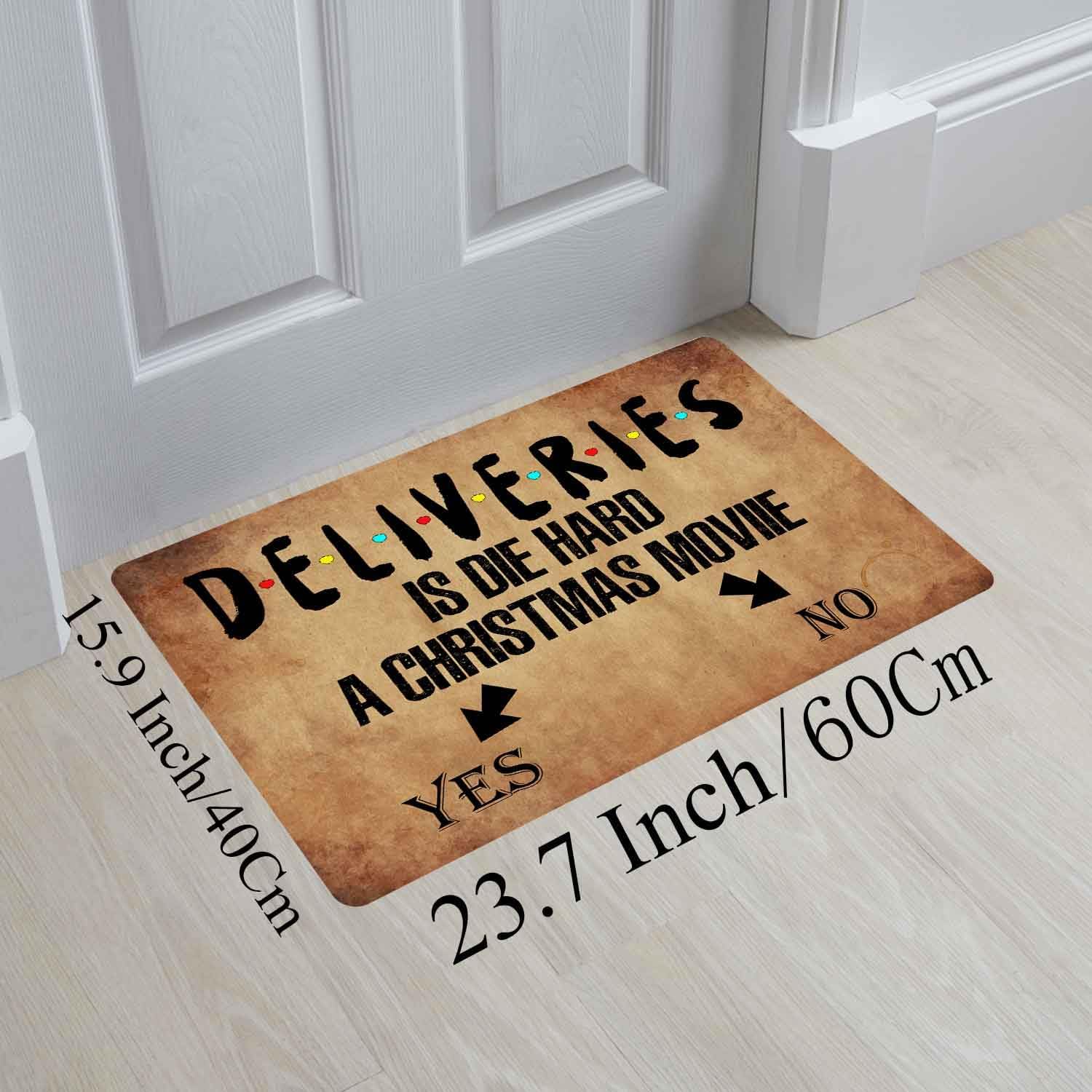 Funny Welcome Doormat Home Decor Rugs Welcome Mat with Rubber Back (23.7x15.9)inch Deliveries Is Die Hard A Christmas Moviie Doormat For Entrance Way Indoor Front Porch Mats Front Door No Slip Mats