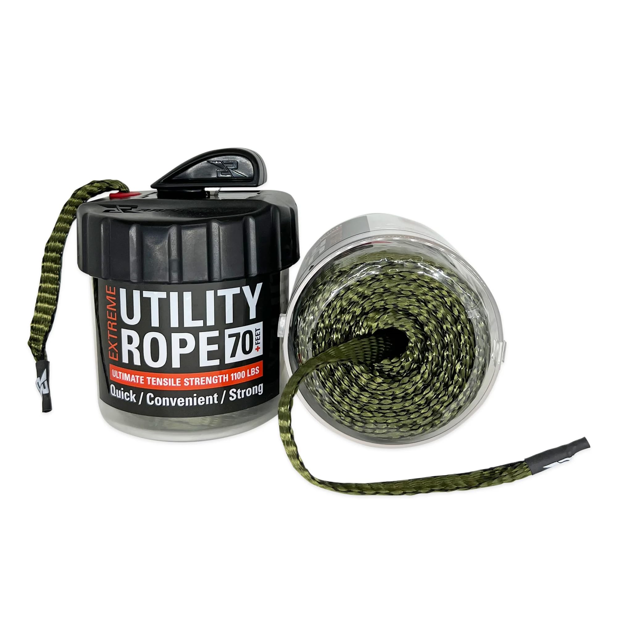 Rapid Rope Canister, 70ft Olive Green Tactical Paracord, 1100lb Test, USA