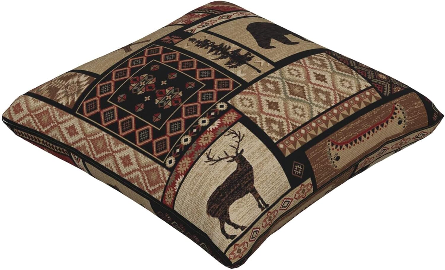Set of 2 Square 18x18 inch Retro Black Throw Pillow Covers Rustic Lodge Decorative Throw Pillowcase for Home Sofa Thick Cotton Linen Cushion Cases (45x45 cm) Bear Deer image 2