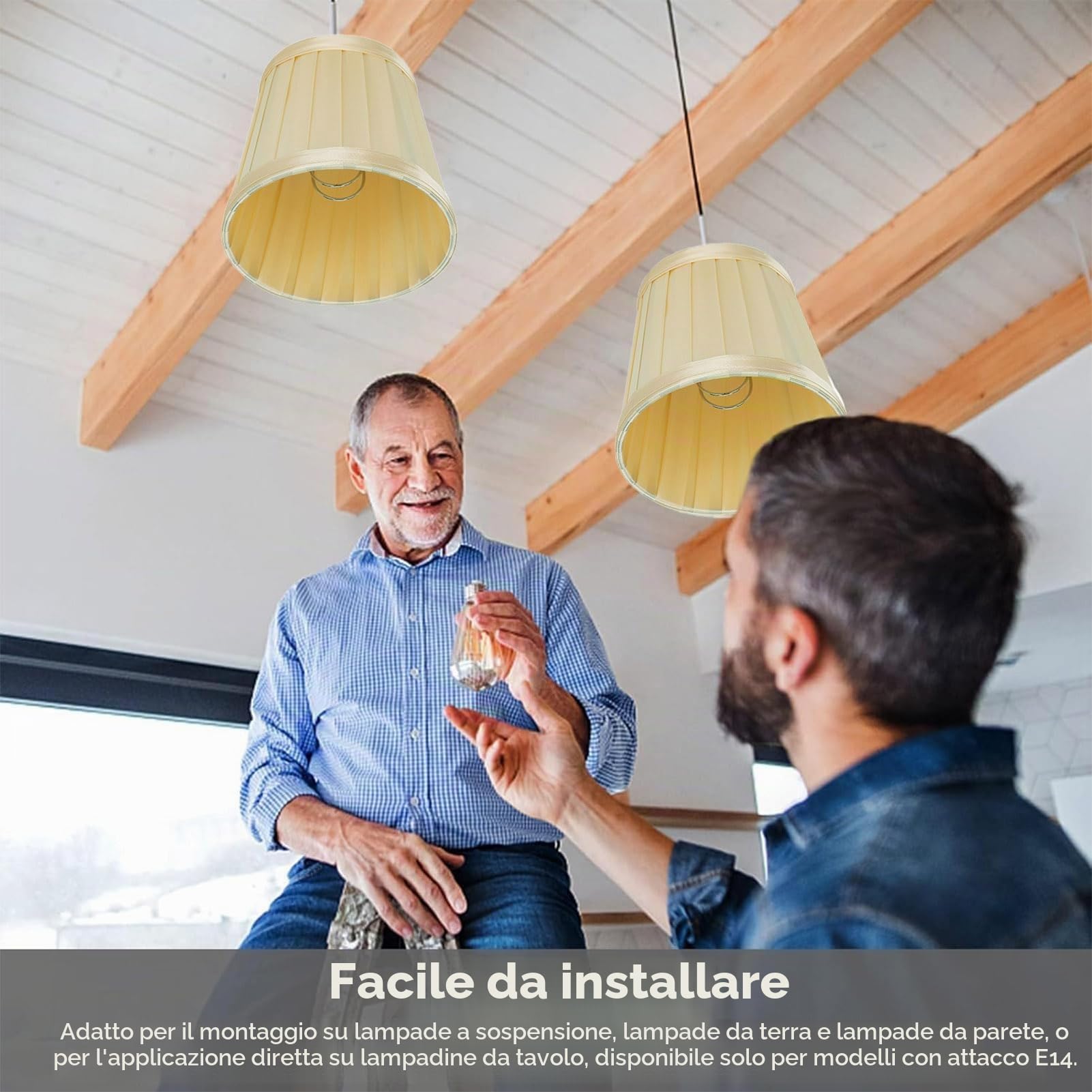 Set di 6 Panno per Paralume a Tamburo per Lampadine a Candela, moderna copertura della luce del pendente pieghettata, Paralume Piccolo per Lampadine E14, Paralume in Tessuto per Tavolo Lampada