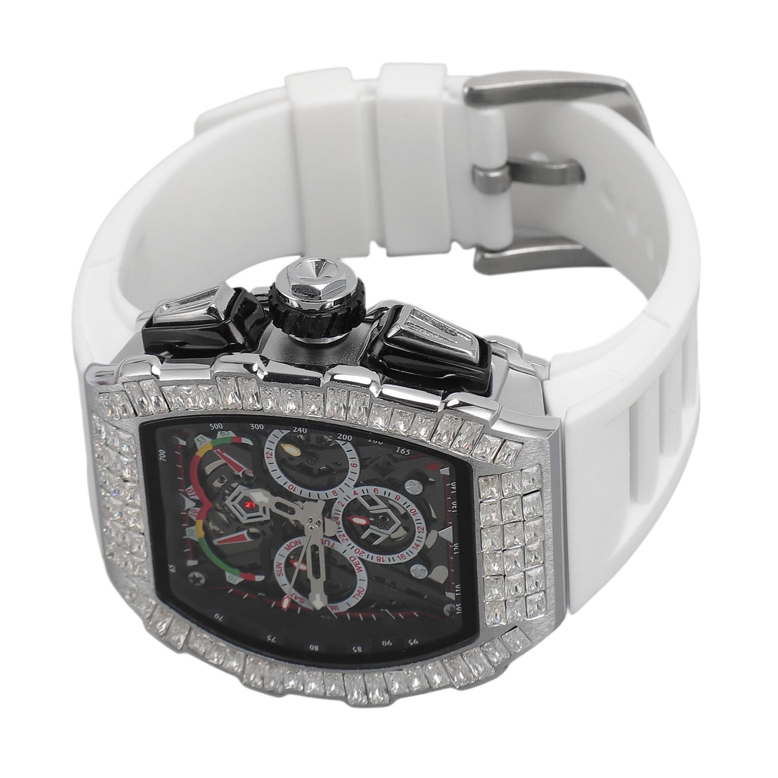 Naroote Reloj de Pulsera Analógico de Cuarzo, Correa de Silicona, Cronógrafo, Fecha, Reloj de Cuarzo Analógico Resistente Al Agua, Moda Luminosa para Hombre para Cumpleaños