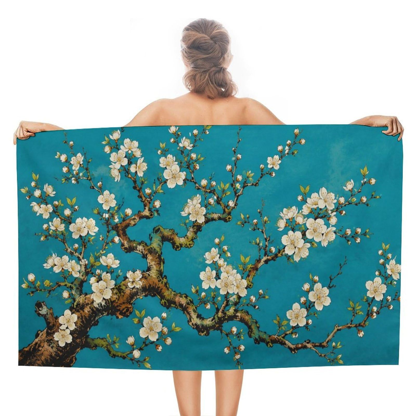 Anceky Cherry Blossom Branch Oversized Beach Towel Quick Dry Sand Free Microfiber Travel Towel Lightweight Multi Purpose Beach Blanket Pool Gym Bath Towel 51x31 in