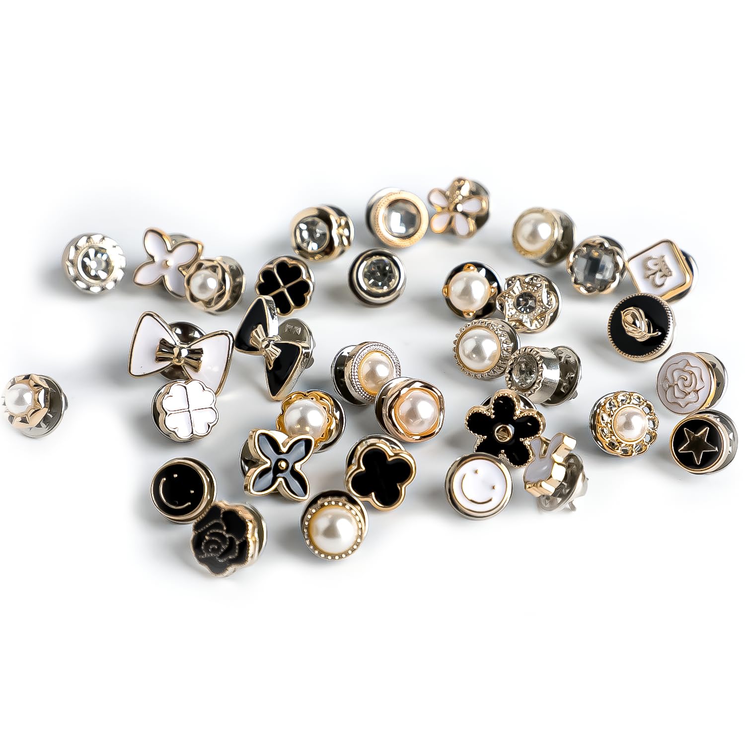 Lot De 40 Broches Boutons - Pour Fermer Les Encolures Décolletées - Décoration Vêtements - Sans Couture