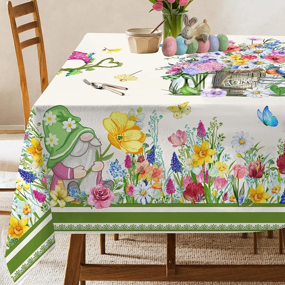 Nappe rectangulaire gnomes décoration de table de mariage florale vert clair 70x70cm