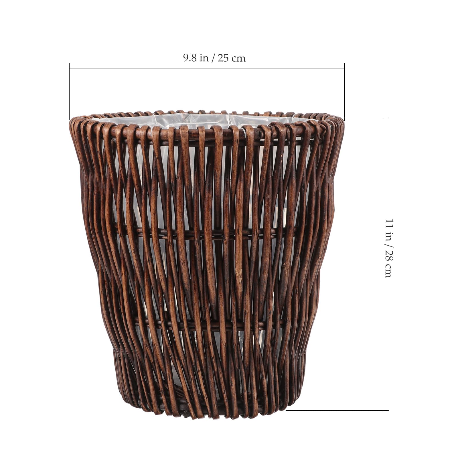 CALLARON Cestino Rattan Intrecciato Cestino per Carta da Bagno in Colore Retrò per Uso Domestico e Ufficio Elegante e Creativo
