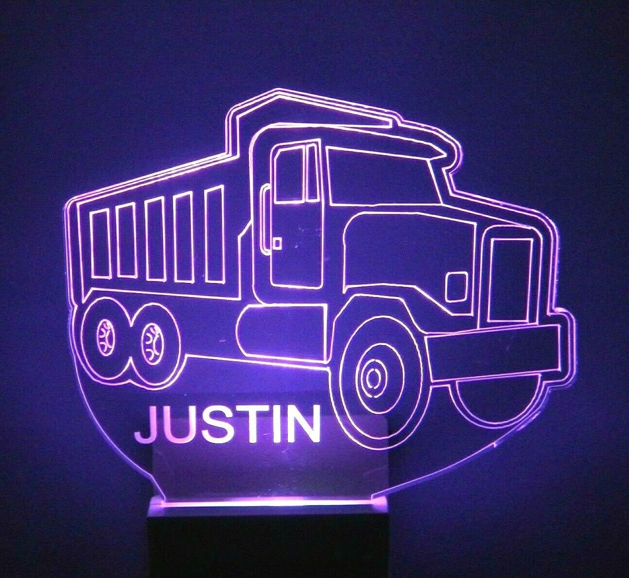 MIRROR MANIA Dump Truck Paving Vehicle Night Light Multi Color Personalized LED Plug-in, Ultra-Slim Cool-Touch with Smart Dusk to Dawn Sensor, Kids Children's Bedroom, Bathroom, Hallway