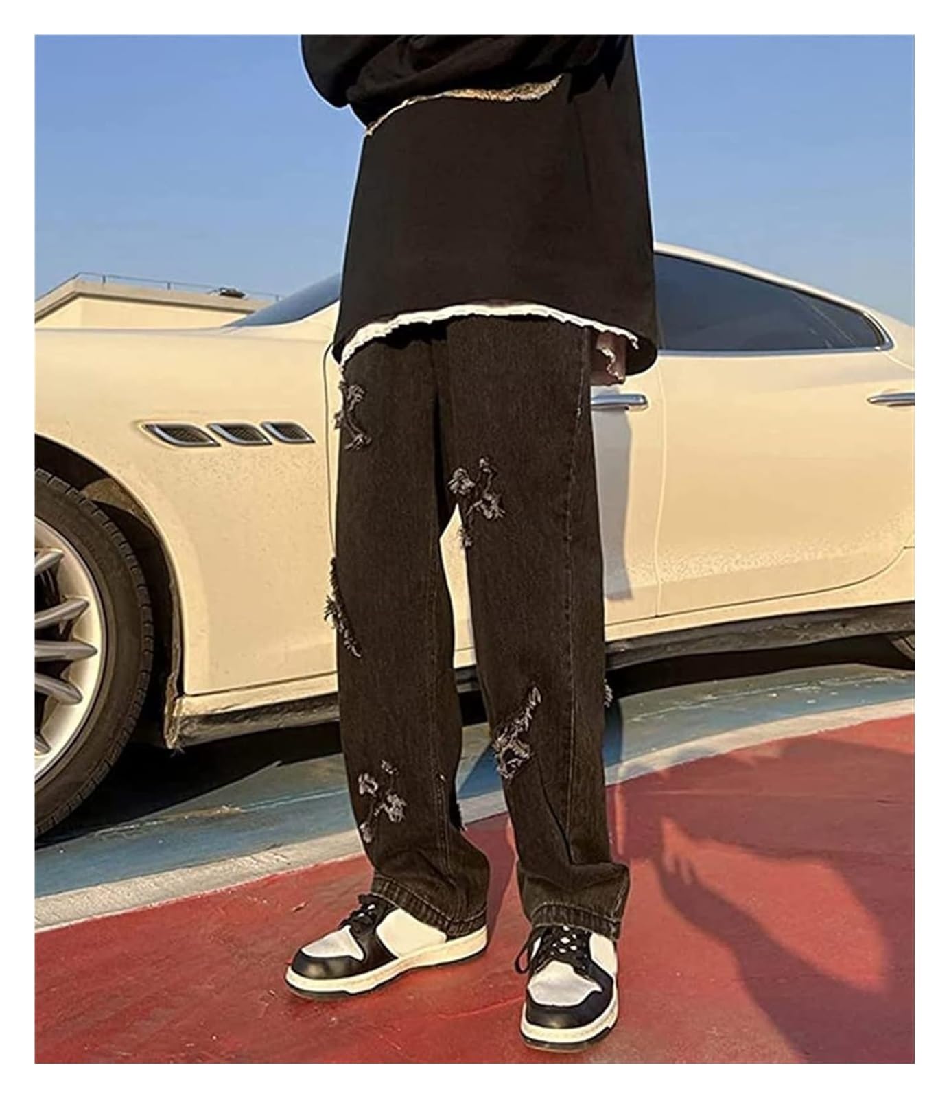 SIYAN Y2k męskie luźne dżinsy męskie hip-hopowe spodnie jeansowe proste dżinsy High Street Streetwear spodnie dżinsowe spodnie z szerokimi nogawkami vintage Y2K proste nogawki Streetwear