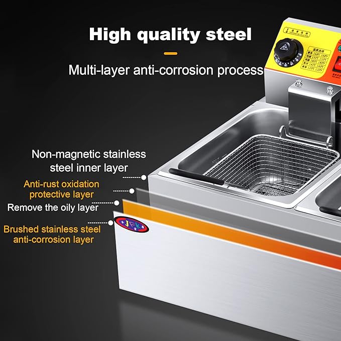 Sartén Eléctrica Comercial con Temporizador y Control de Temperatura 2500W 10L miniatura 7