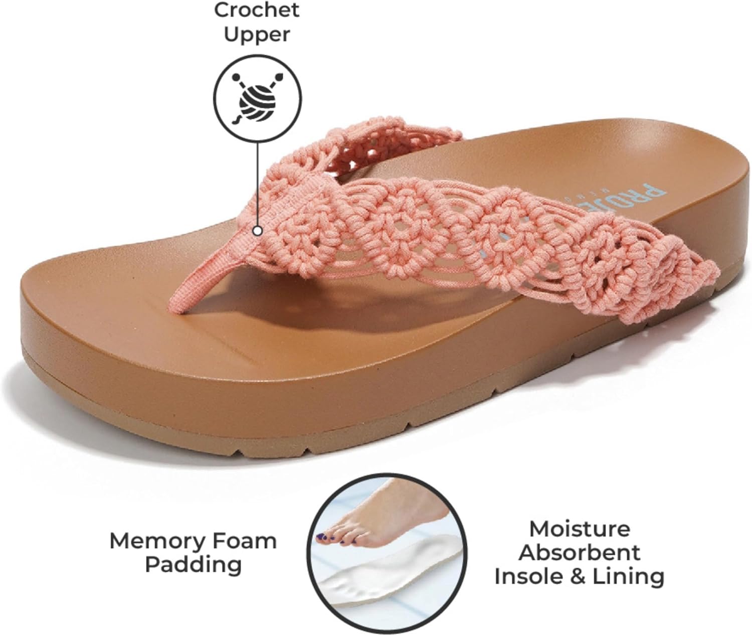 Project Cloud Womens Sandals – Comfortable Crochet Flip Flops for Women with Memory Foam Insole – Lightweight Fashion Sandals for Women 2025 – Womens Flip Flops for Summer (Hammock) - Image 3