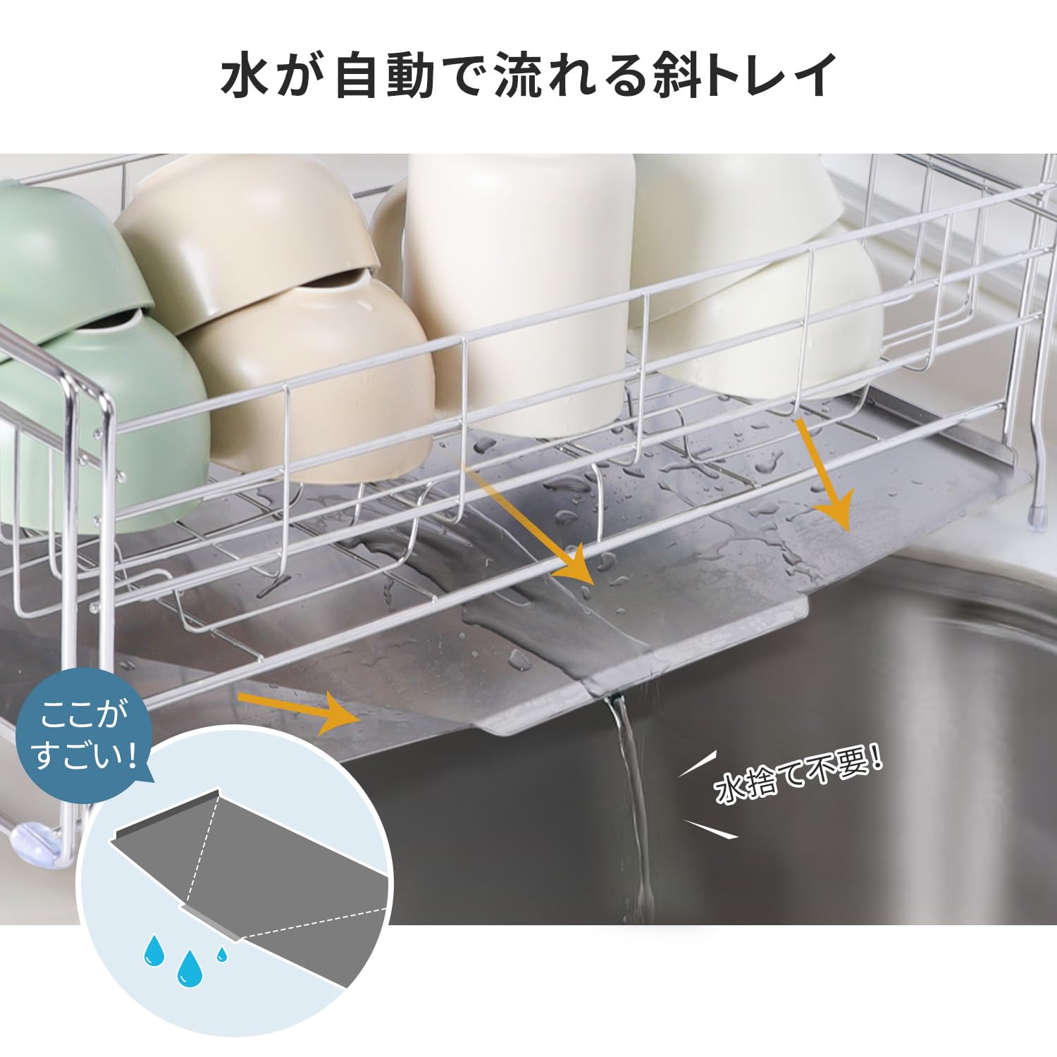 Amazon｜2段式伸縮水切りラック 【隙間に置ける/大容量】 スリム水切り