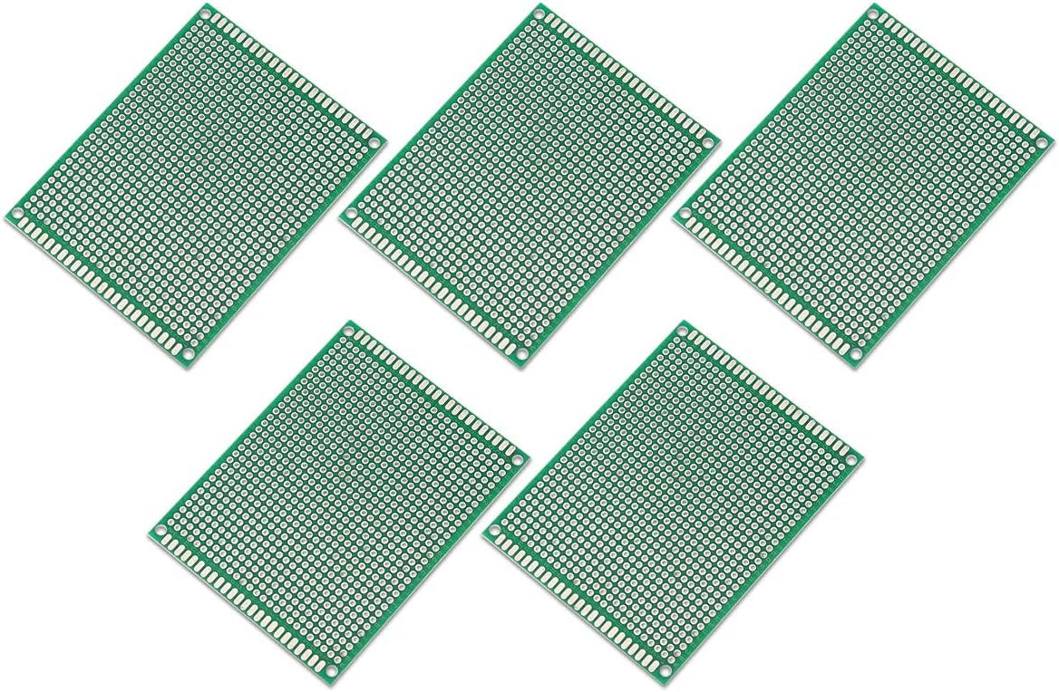 Electronic Spices 5 Pcs (7x9 cm) Universal PCB Board Double sided Prototype in Green Color Printed Circuit Board For DIY Soldering and Electronic Project