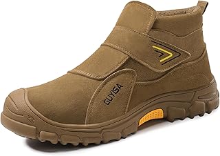 GLANOUDUN Steel Toe Boots for Men Slip on Work Boots for Men Comfortable Safety Boot Indestructible Construction Footwear ...