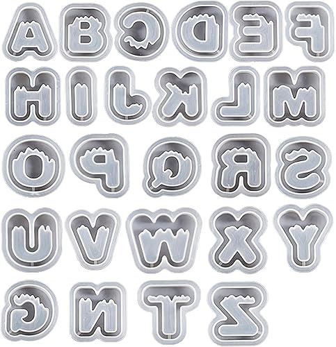 Miniatura 2 de Paquete de 26 moldes de letras mate pequeñas, molde para colgante de letra, molde de fundición de resina, moldes de silicona para velas, decoración