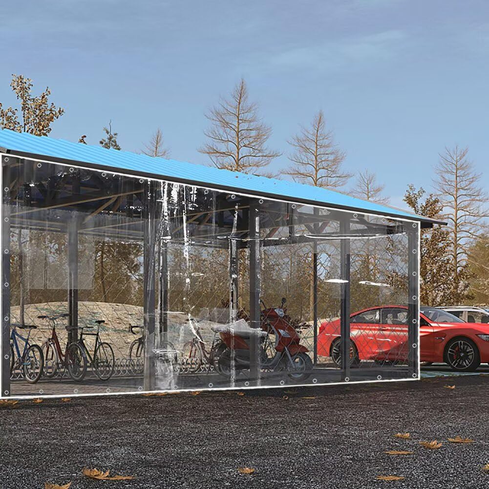 GJZQDKX Heavy Duty 5.5m Clear PVC Tarp Curtain - Waterproof & Weather Resistant Partition for Pergola Porch Gazebo Garden Outdoor Privacy & Protection