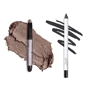 Julep Twice As Nice Eyeshadow Stick and Eyeliner Duo | Includes Eyeshadow 101 Creme-to-Powder Waterproof Shadow Stick, Taupe Shimmer and All-Day Gel Eyeliner Pencil, Soft Black