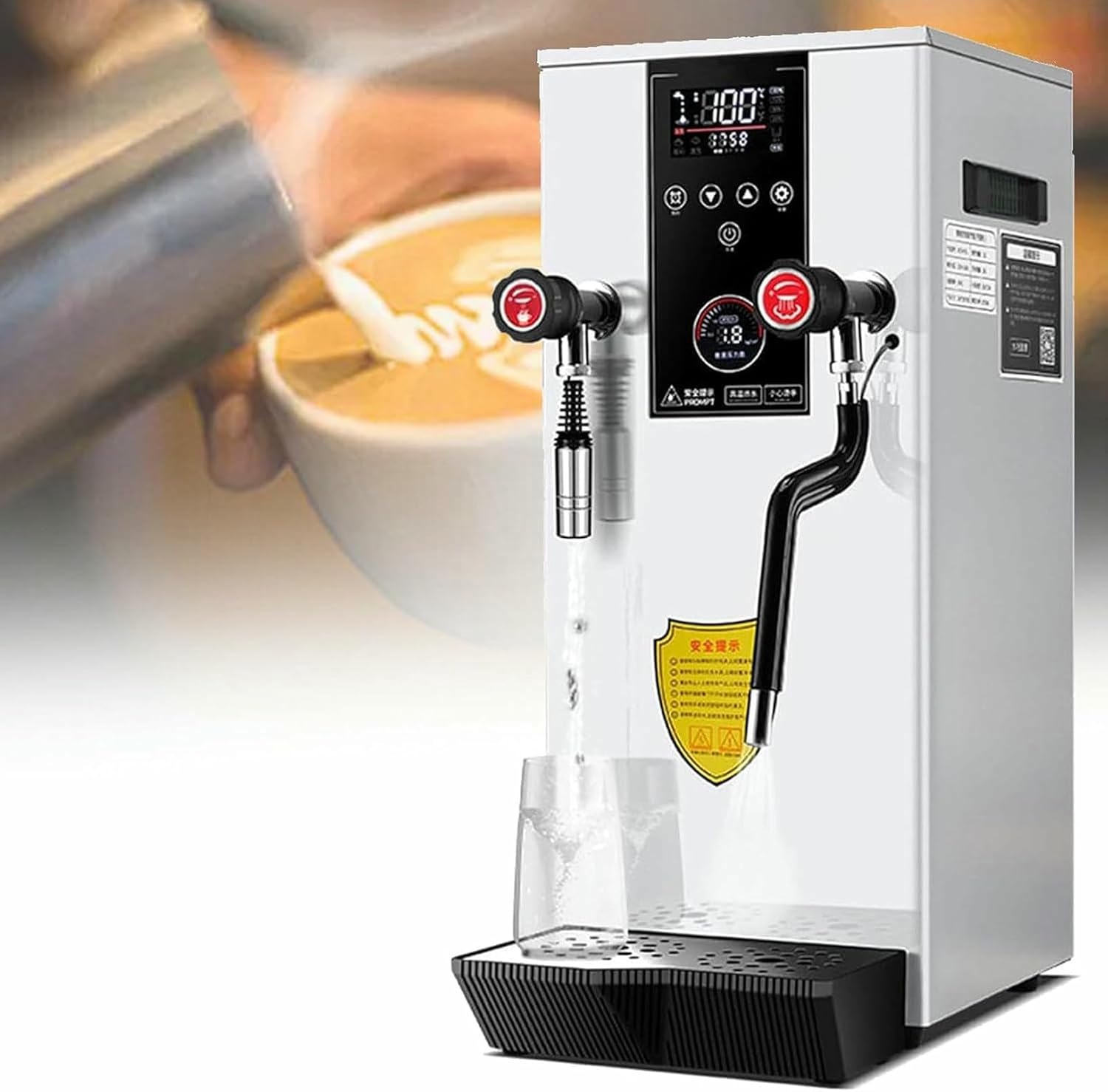 12L Commercial Milk Frother,Steamer Automatic Boiling Water Machine,Electric Coffee Foam Making Machine