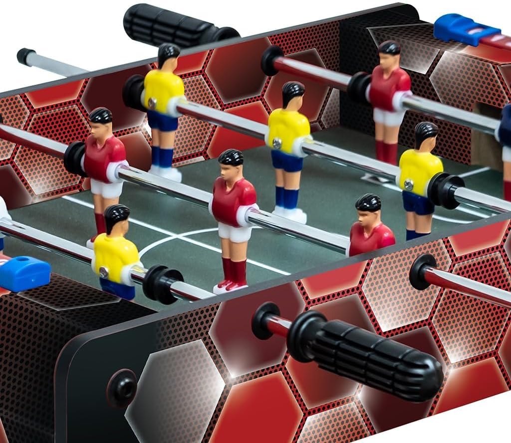 Carromco Bierkistenkicker Mini Tischfußball - Tischfußball Spiel für Getränkekisten 40 x 30 cm - Fußball Tischspiel für Kinder und Erwachsene - mobiler Tischfussball für Party Festival