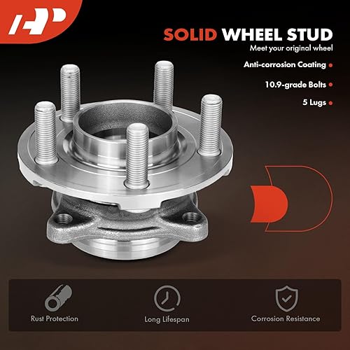 Miniatura 7 de A-Premium Cojinete de rueda trasera y conjunto de cubo con 5 lengüetas compatible con Ford Mustang 2015-2023, GT 2017-2018