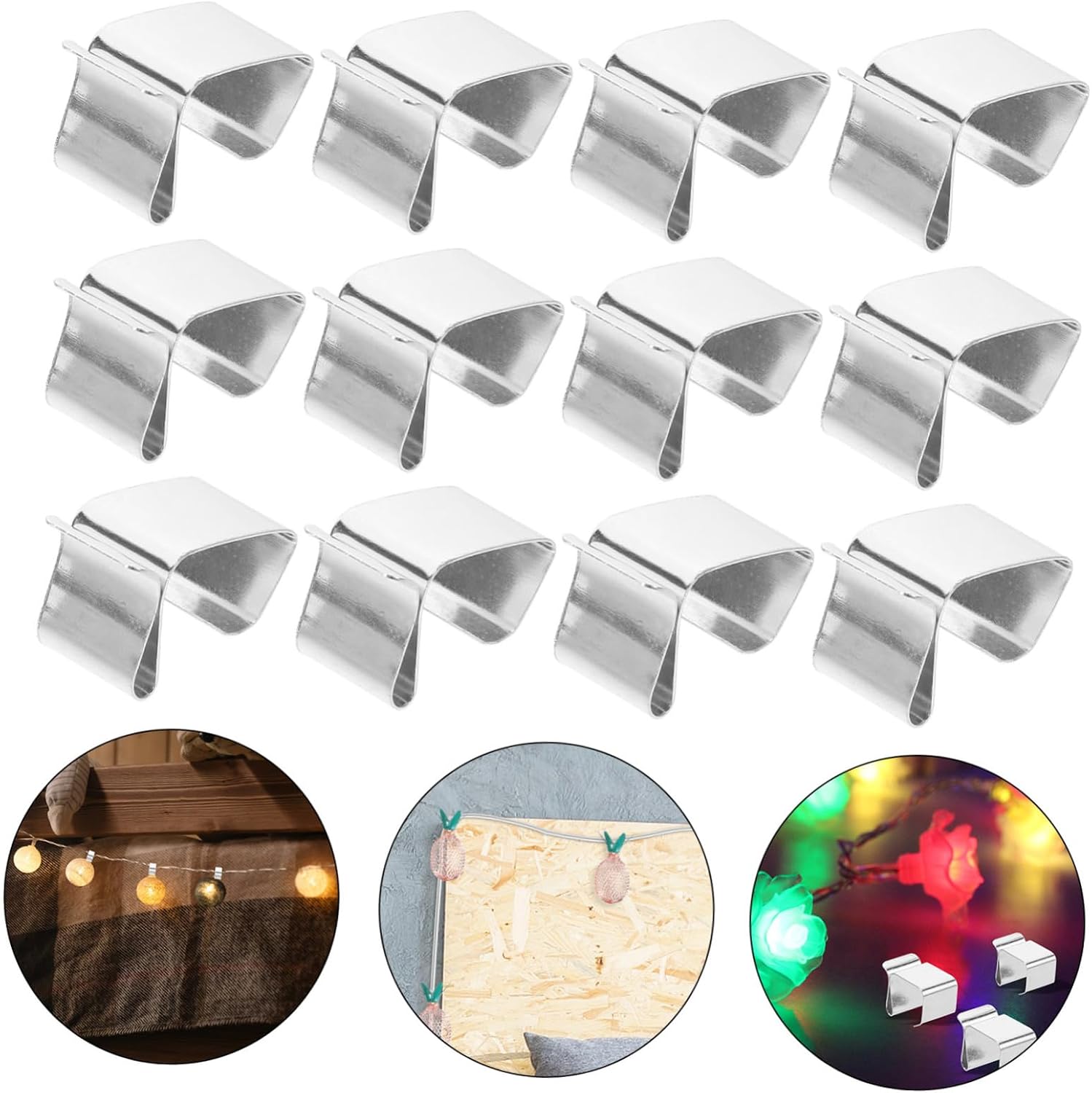 3sets String Light Clips Christmas Lights Gutter Hooks Stainless Steel Easy Install Wide Compatibility 50pcs*3
