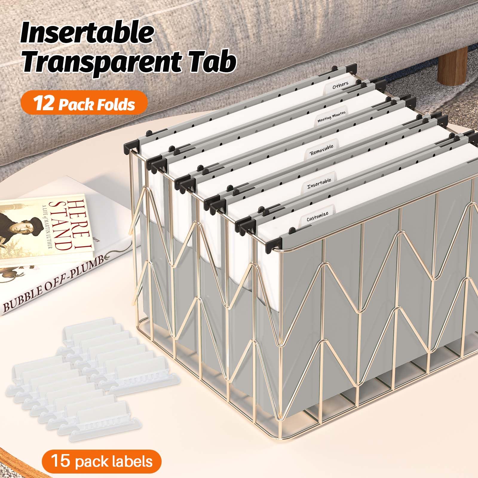 Shutex Cartelle portadocumenti in plastica da appendere, confezione da 12 cartelle rinforzate espandibili formato lettera, tasca a fisarmonica, resistenti, espandibili da 5 cm, organizer rigido da