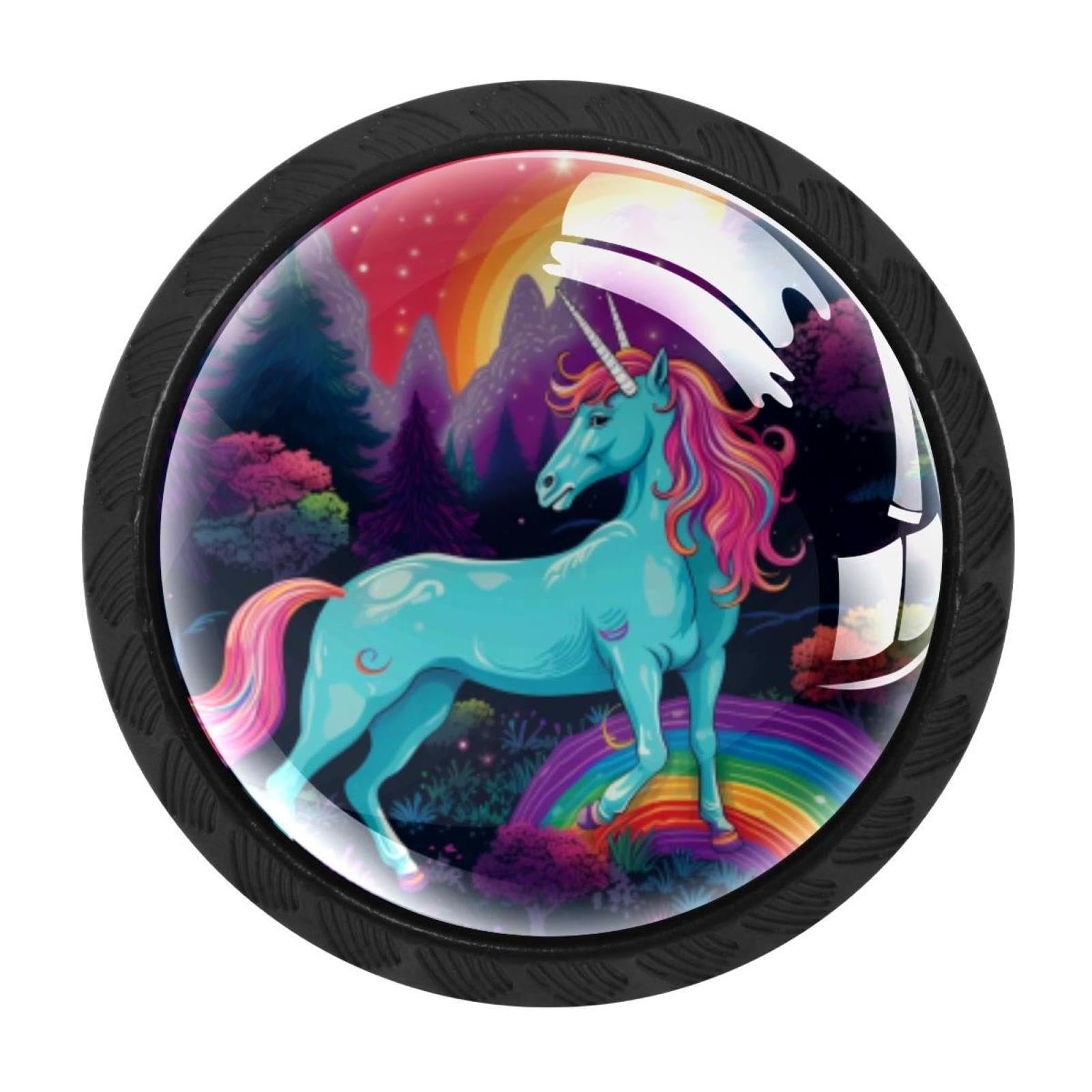 Chenzzzz Multicolored 18 4 Pack Rainbow Unicorn Kitchen Cabinet Knobs Drawer Knobs Dresser Knobs Matte Black Zinc Knobs Drawer Pulls Door Knobs Dresser Drawer Handles Knobs For Dresser Drawers