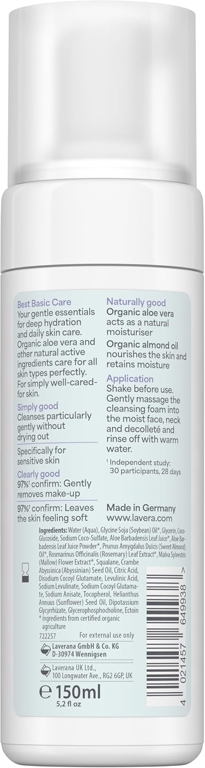 Lavera Organic Basic Sensitiv Calming Cleansing Foam 5.07 fl oz