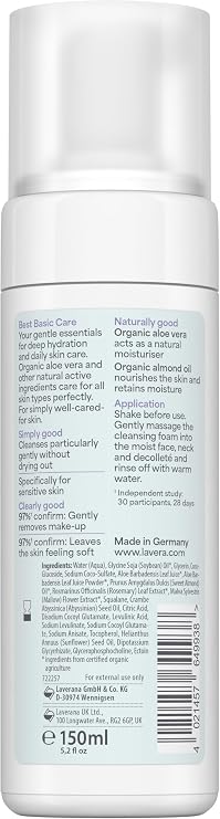 Lavera Organic Basic Sensitiv Calming Cleansing Foam 5.07 fl oz