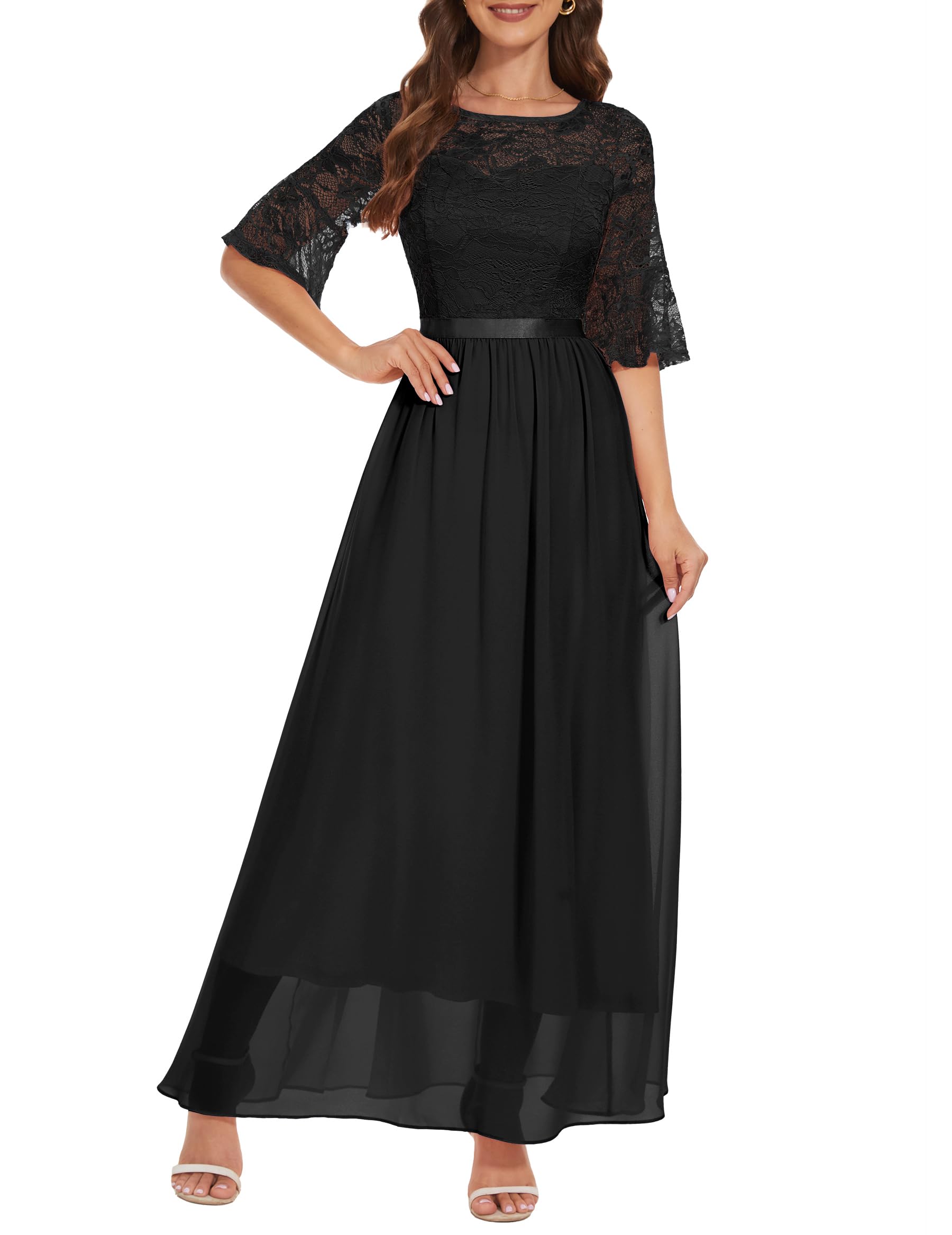 Wedtrend Women's Formal Dress 2024 Wedding Guest Dress Bell Sleeve Bridesmaid Dress Maxi Evening Dress