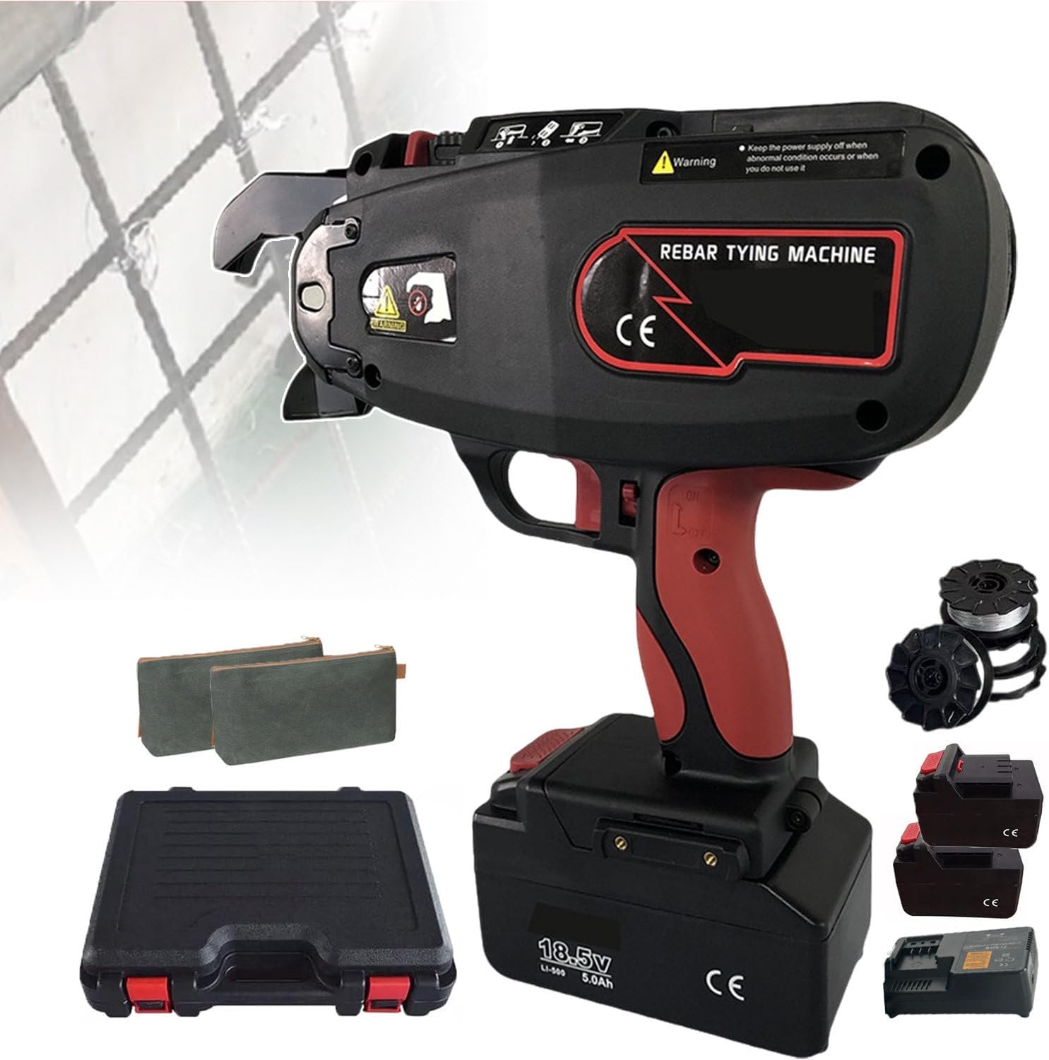 Rebar Tying Machine, 4-45mm Automatic Rebar Tier Tying Tool, Electric Rebar Binding Machine with Rechargeable Battery, Steel Wire Rebar Tying Tool