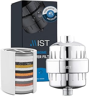 Mist Shower Filter for Hard Water Improves Skin, Hair, and Nails - High Output Shower Head Filter Softens Water and Removes Chlorine and Heavy Metals, Chrome