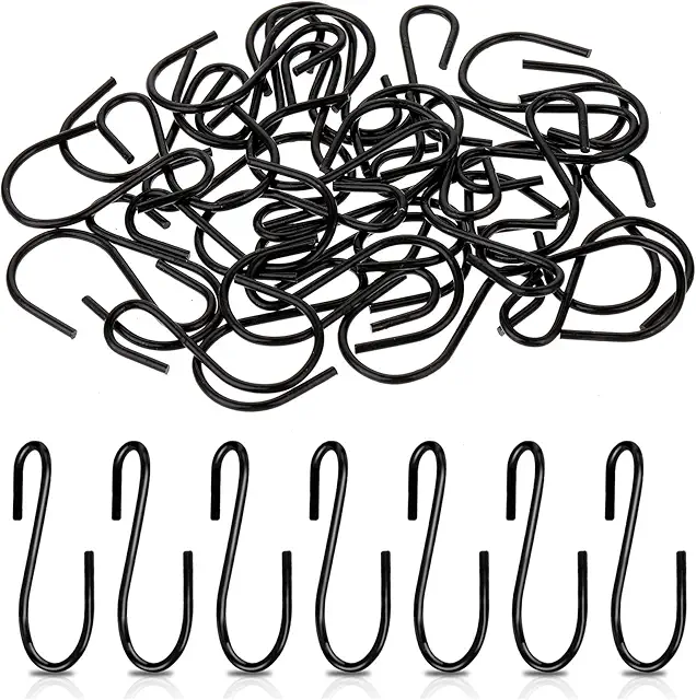 Mozeat 20-Pack Black S Hooks - 4.5cm Stainless Steel Hanging Hooks for Home & Office