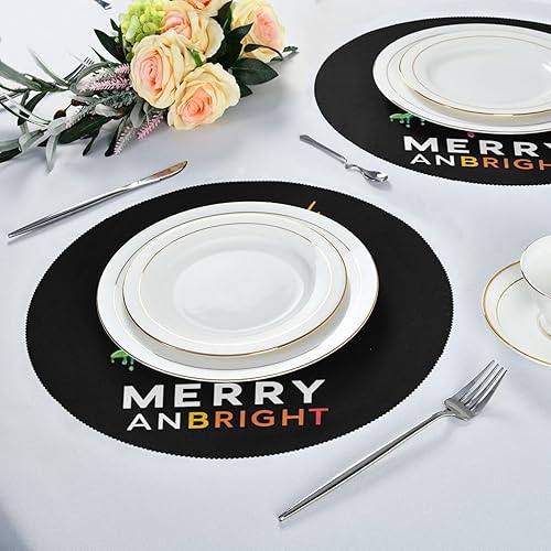 Miniatura 5 de Drip Deer Christmas Santa Round Farmhouse placemats Dinner Reversible placemats individuales para mesa de comedor 15.4x15.4in Set of 6
