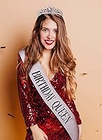 Vista 3 de Coronas de reina para mujer, juego de banda de tiara de cristal de cumpleaños, diadema de diamantes de imitación, decoraciones de fiesta feliz