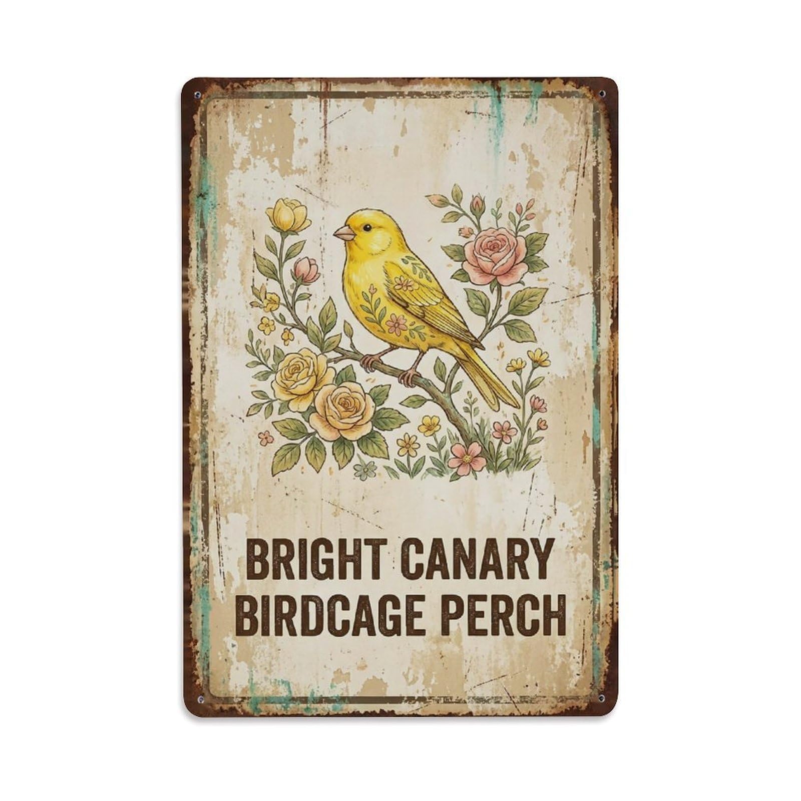 Okngb Style Classic Canary Wildlife Saying Vintage Playful Graphic Metal Tin Sign Plaque Wall Decor For Cafe, Man Cave, Club Bar, Office, Home Garden Round Metal Poster 8X12inch