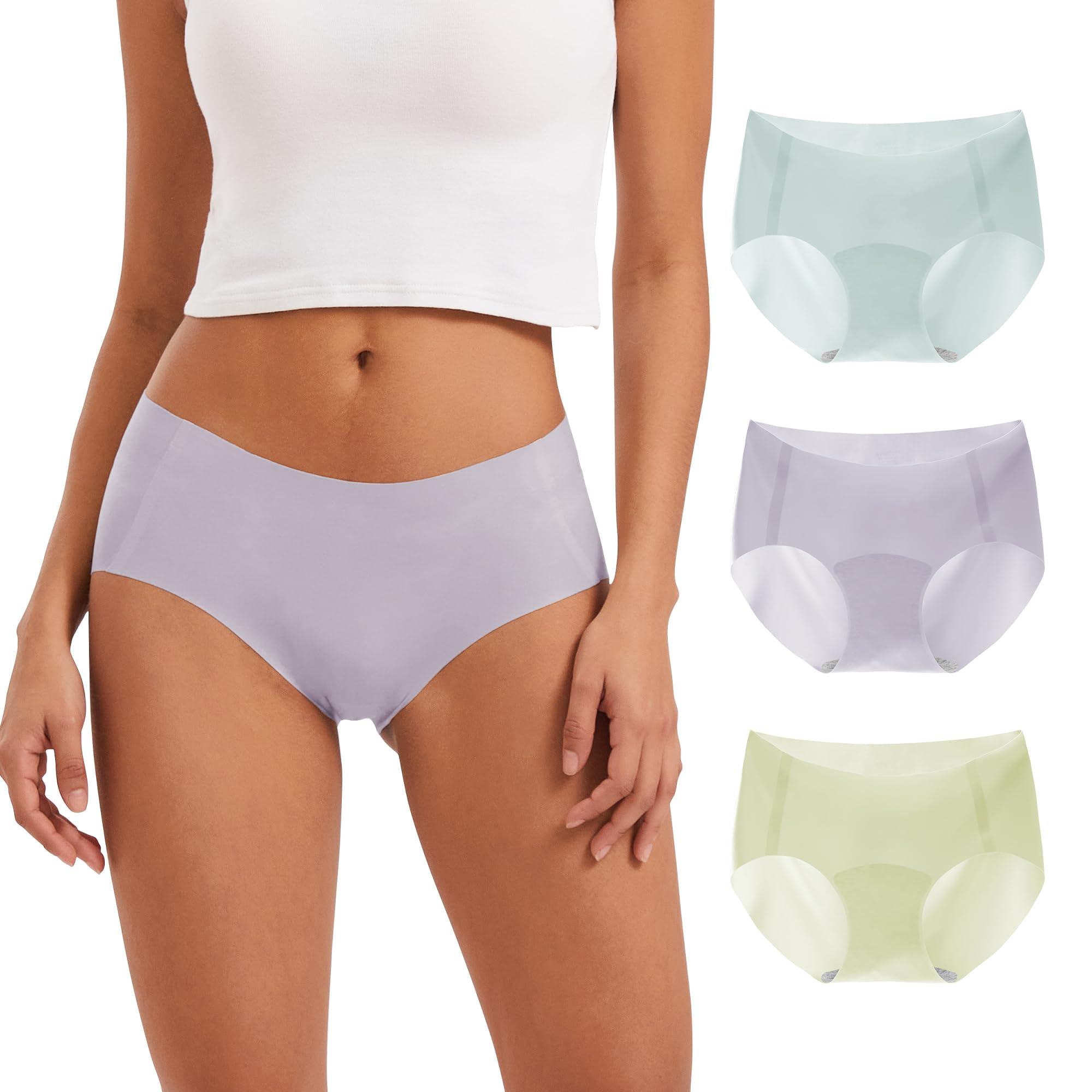 INNERSY Slip Donna Senza Cuciture Elastico Mutande Vita Media Microfibra Intimo Invisibile Pacco da 3