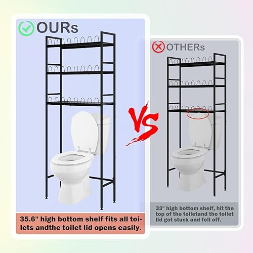 Miniatura 5 de FAGIGY Almacenamiento sobre el inodoro, estante organizador de baño de 3 niveles, ahorro de espacio independiente multifuncional sobre el estante