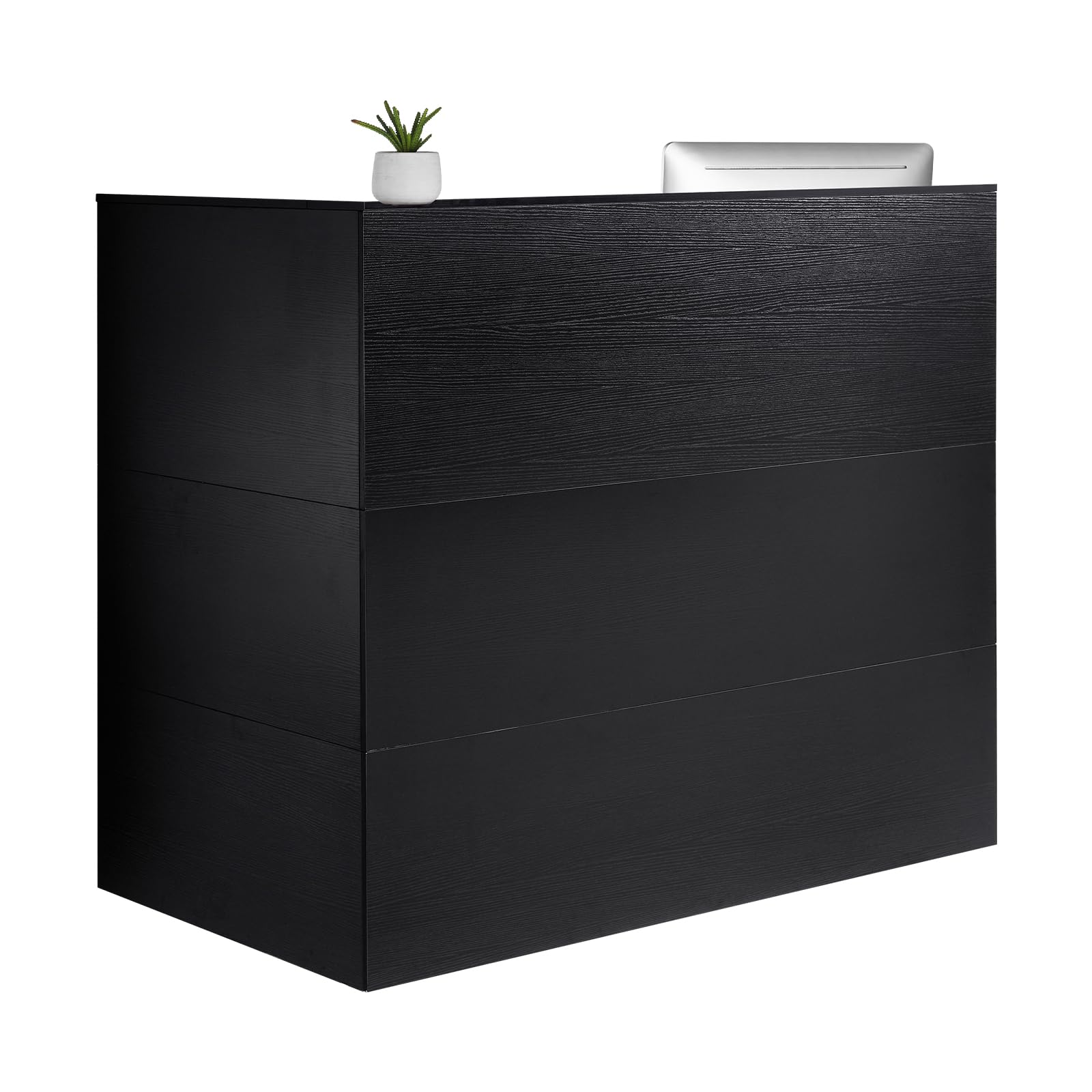 VEVOR Banco Reception 1600 x 600 x 1110 mm Tavolo da Banco Rettangolare, Tavolo di Vendita per Ufficio con Luce a LED, per Registratori di Cassa, Hall, Saloni di Bellezza e Uffici, Nero e Marrone
