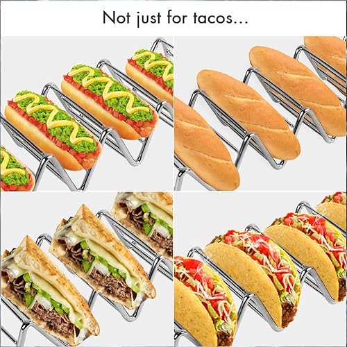 Miniatura 6 de Paquete de 2 soportes para tacos de acero inoxidable, soporte para tacos a prueba de óxido con capacidad para hasta 4-5 tacos cada soporte para