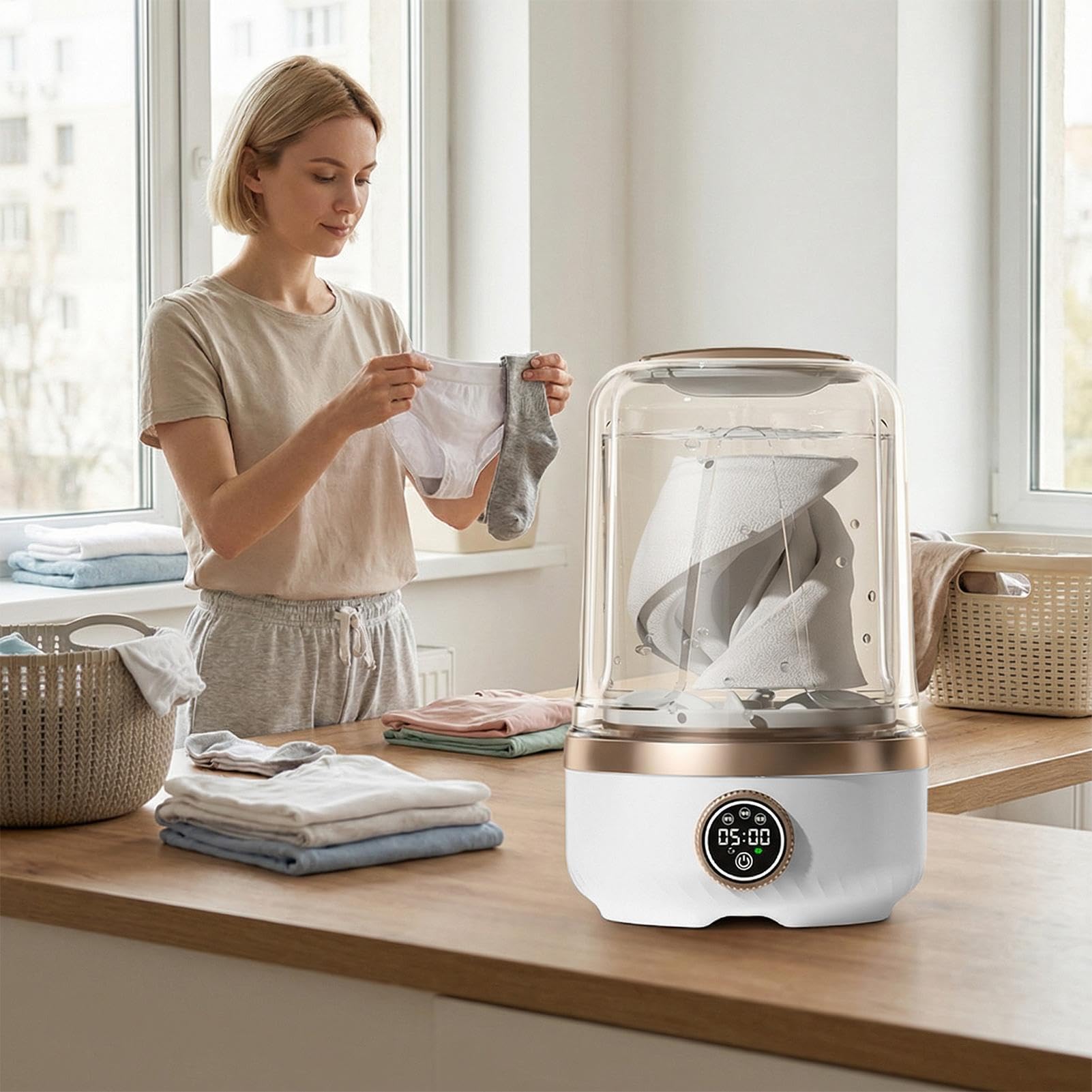 Lavadora de ropa interior – Lavadora portátil – Mini lavadora recargable de 2 l con 3 modos de velocidad – Dispositivo de lavado compacto | Para calcetines ropa interior toallas dedal