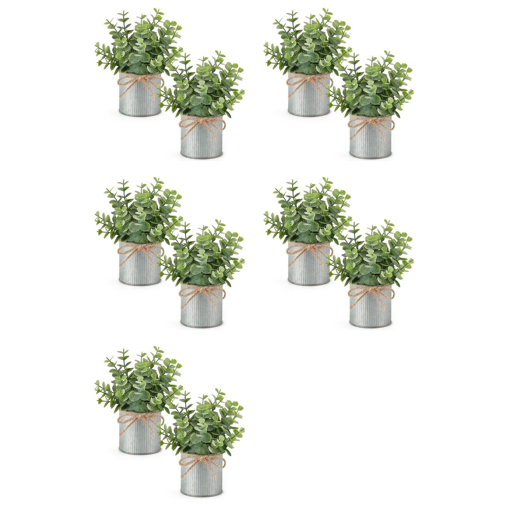 Petites plantes artificielles en pots style ferme pour centre de table