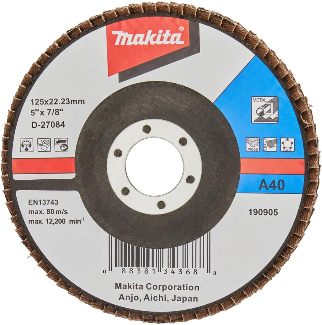 D-27084 Grit Flap Disc 4.92In A40
