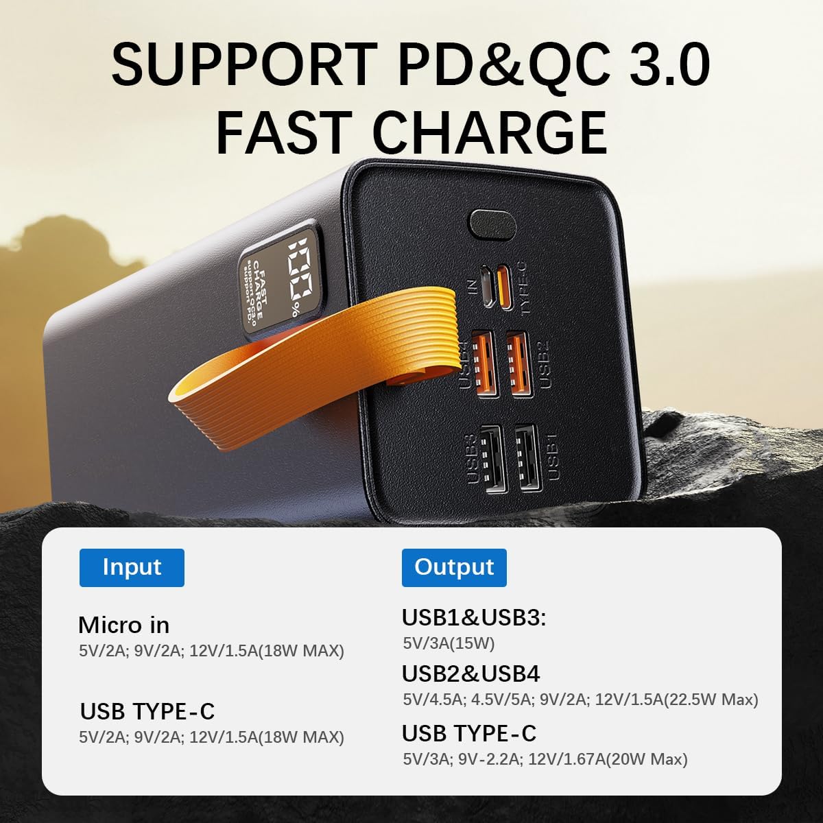 High Capacity Power Bank 80000mAh with LED Display, 30W PD & QC 3.0 Fast Charging Portable Charger, 5 Output 2 Input USB-C Battery Pack for Phone Outdoor Camping Travel Office