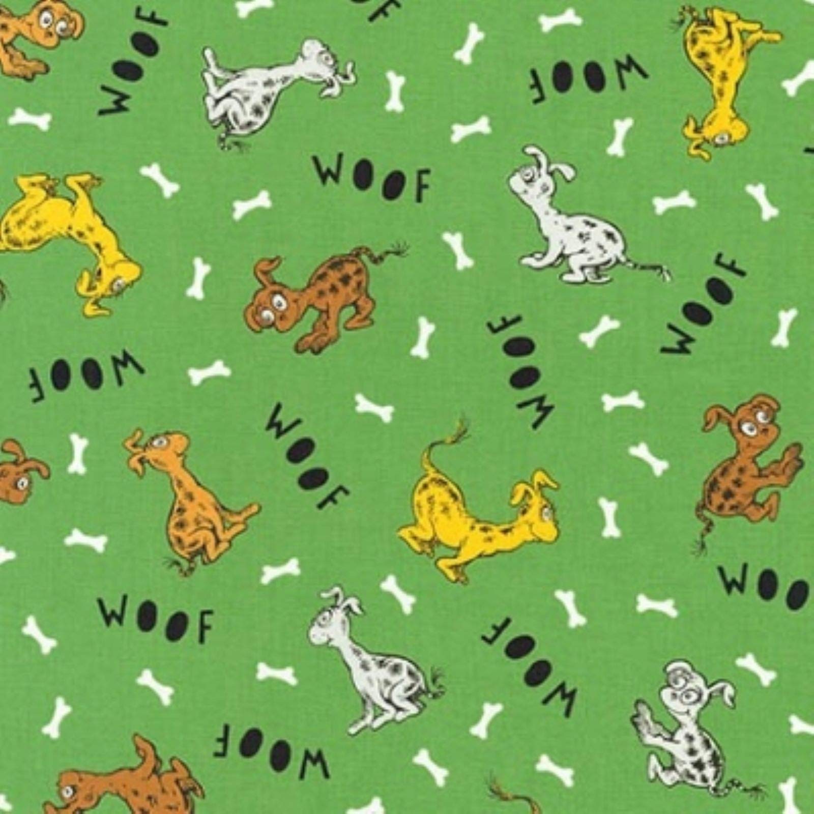 Robert Kaufman What Pet Should I Get? by Dr. Seuss Enterprises ADE 16493 7 Green Dog Toss BTY