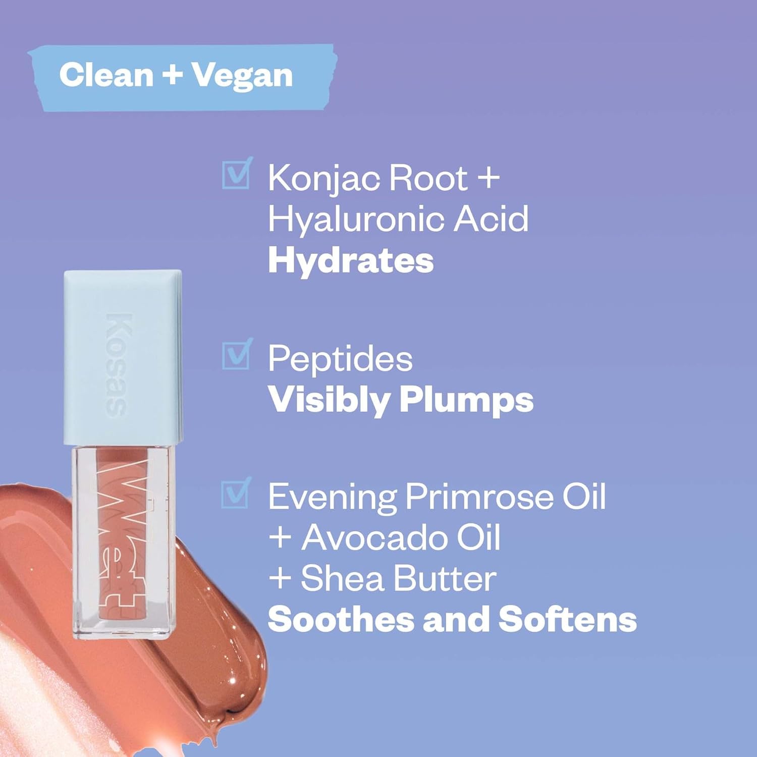 Kosas Wet Lip Oil Gloss - Hydrating Lip Plumping Treatment with Hyaluronic Acid & Peptides, Non-Sticky Finish (Unbuttoned) - Image 6