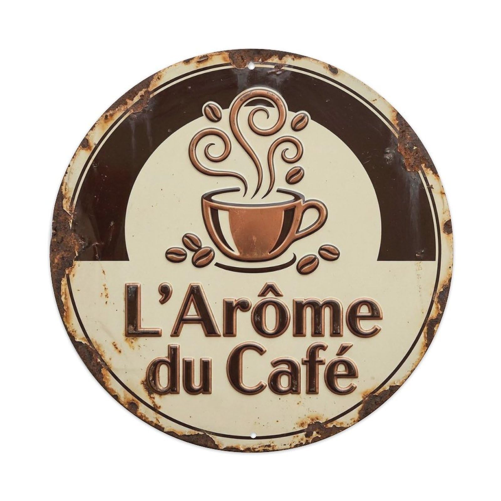 Morning Cappuccino Cup Coffeehouse Bakery Classic Cafe Metal Tin Sign Plaque Wall Decor for Cafe, Man Cave, Club Bar, Office, Home Garden Round Metal Poster 8x8Inch