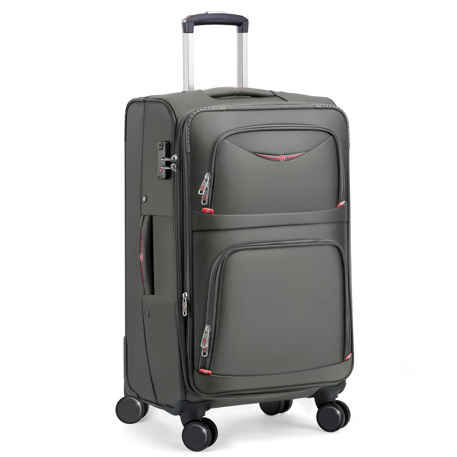 ROPLUS Softside Expandable Luggage with 4 Spinner Wheels, Durable Checked-Luggage Suitcase (Gray, 29-Inch)