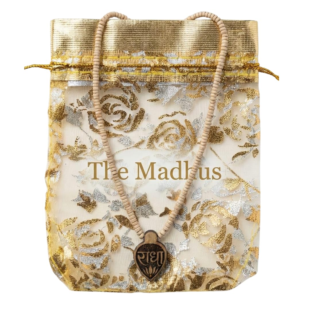 Tulsi Wood Kanthi Mala Necklace for Men & Women with Pendant | Natural Tulsi Beads Neck Mala for Daily Wear, Spiritual Use & Meditation | Comes with Designer Potli Bag-image-11