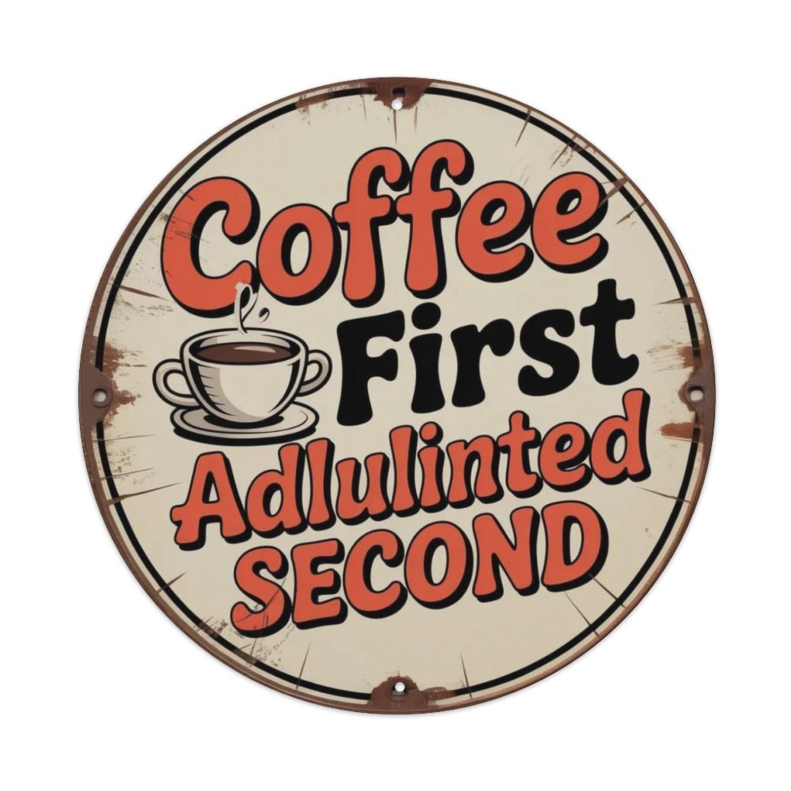 Coffee First Retro Cartoon Metal Tin Sign Plaque