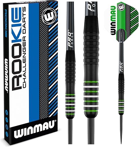 Miniatura 2 de Winmau Rookie - Juego de dardos de latón con vuelos, ejes (tallos) y folleto exclusivo de dardos, disponible en azul, rojo y verde